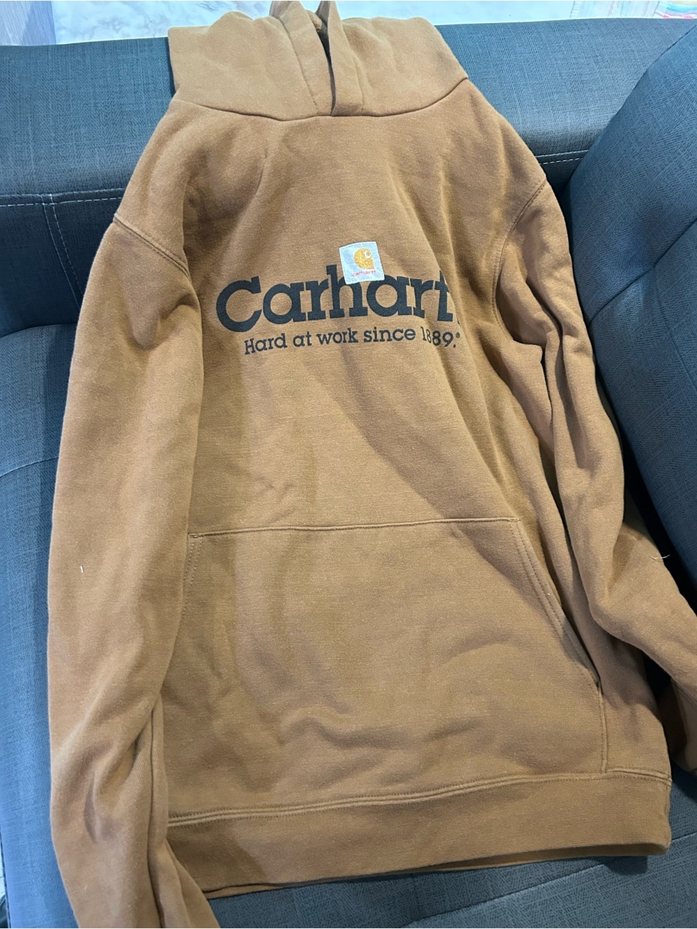 Carhartt Tan/Brown Logo Crewneck Hoodie youth XLG